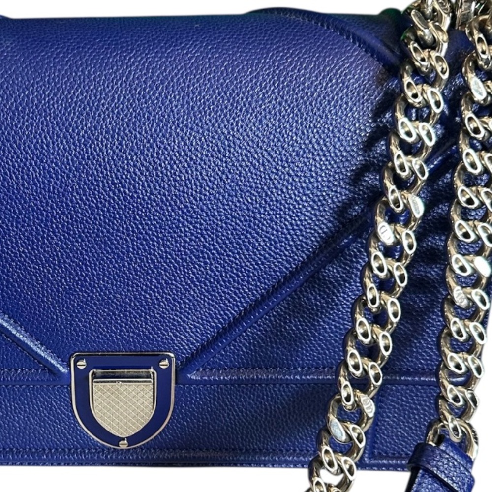 Christian Dior Grained Calfskin Medium Diorama Bag - Royal Blue Silver Hardware - Picture 2 of 12